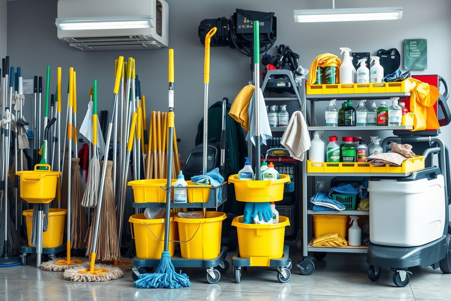 a high resolution realistic image of a professional cleaning equipment storage area displayed neat (3)